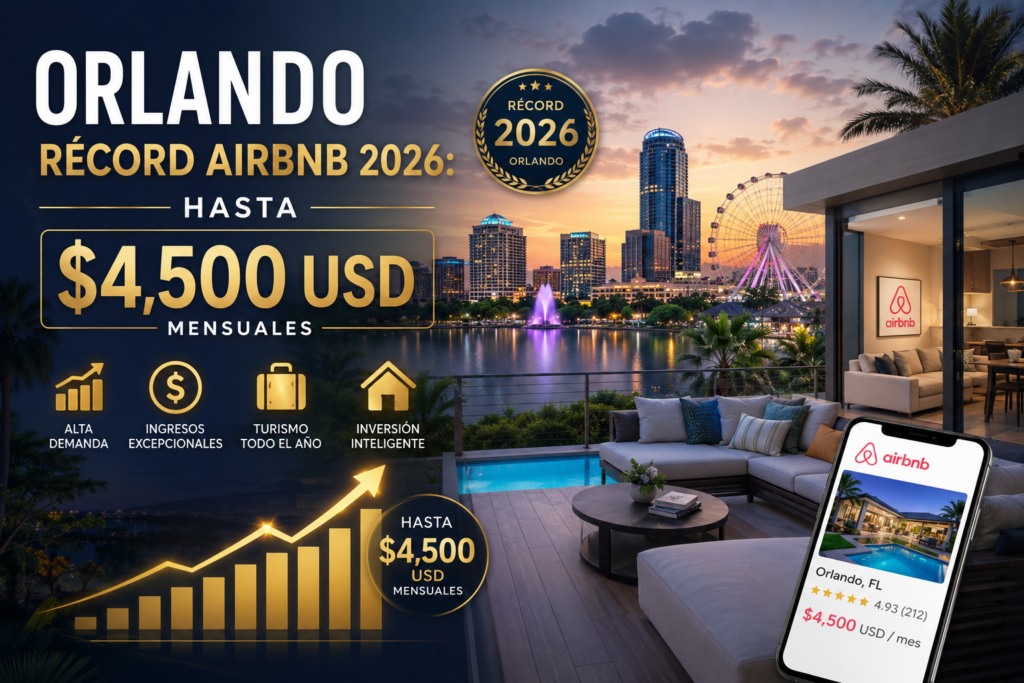 Orlando Registra Récord de Ocupación Airbnb en 2026: Inversores Latinoamericanos Ganan Hasta $4,500 USD Mensuales