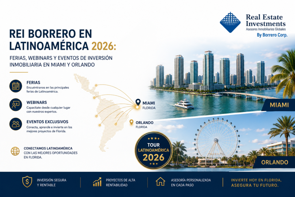 REI Borrero en Latinoamérica 2026: Ferias, Webinars y Eventos de Inversión Inmobiliaria en Miami y Orlando